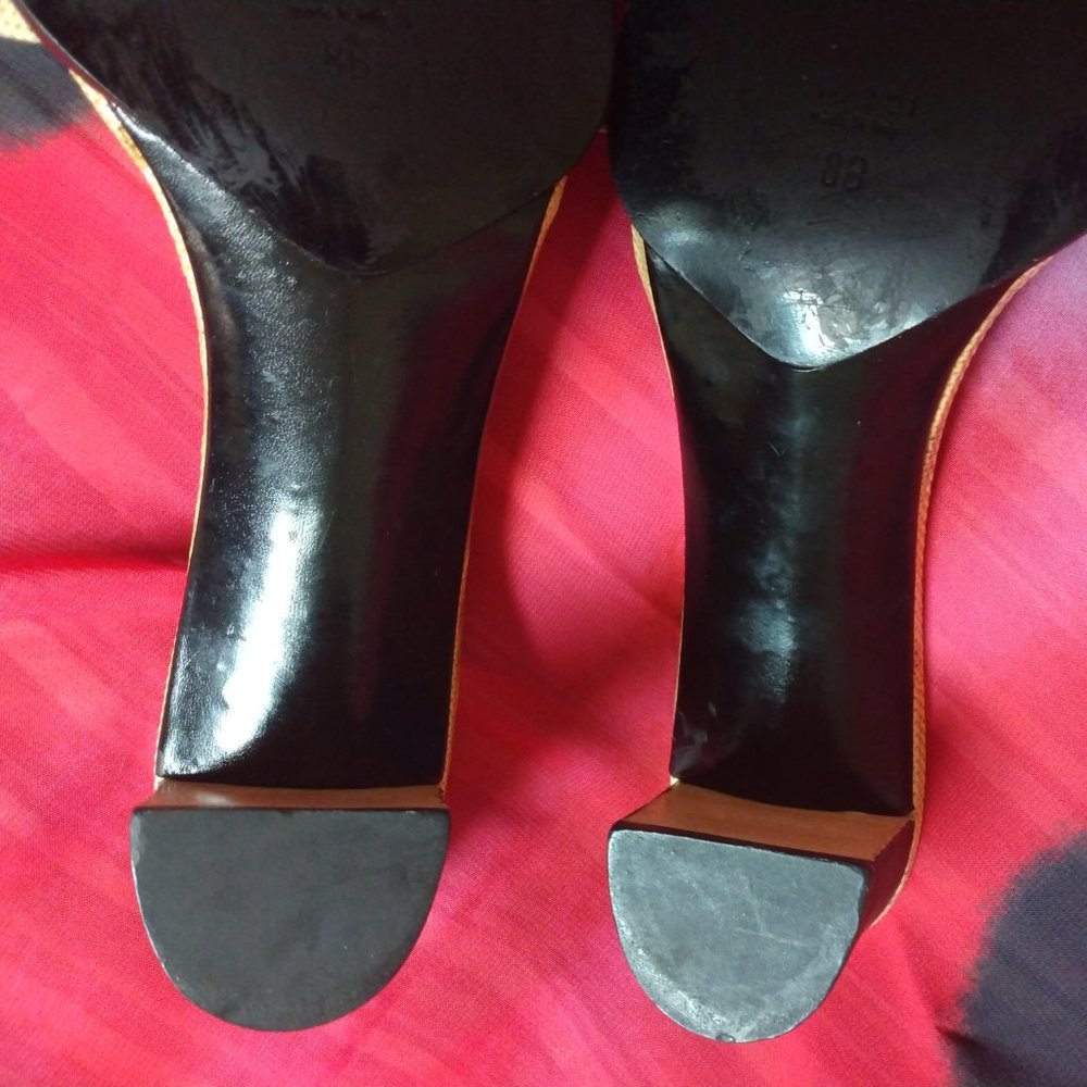 ❤️GUCCI TOM FORD Snake Slip On Chunky Wood Heel Slides Sandals Shoe 8 B Italy - Picture 7 of 10